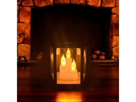 Lampion led z kloszem i świeczką 21cm 7401