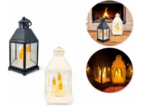 Lampion led z kloszem i świeczką 21cm 7401