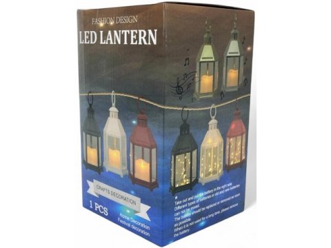 Lampion led z kloszem i świeczką 21cm 7401