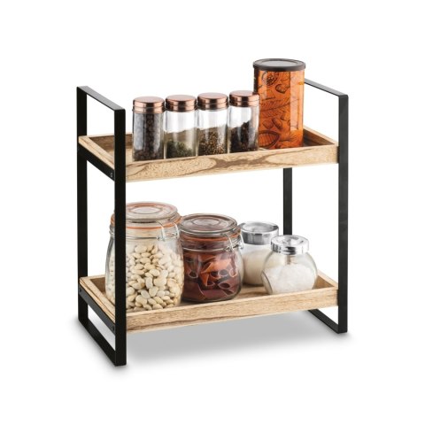 Mały regał z dwoma półkami z drewna paulownia - półki do kuchni i nie tylko 2-poziomy 34 x 18 x 34 cm