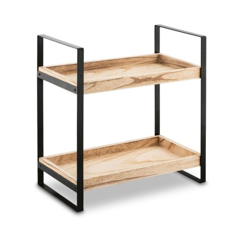 Mały regał z dwoma półkami z drewna paulownia - półki do kuchni i nie tylko 2-poziomy 34 x 18 x 34 cm