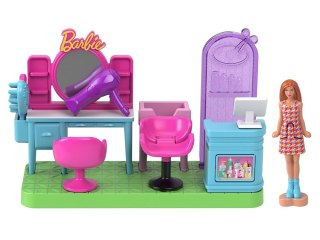Mattel Mini Barbie Land lalka fryzjerka + ruchomy salon fryzjerski ZA6041 D