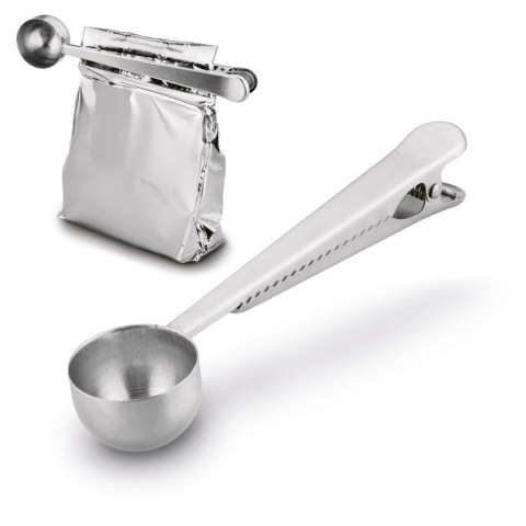 Miarka łyżeczka do kawy i herbaty z klipsem nierdzewna srebrna