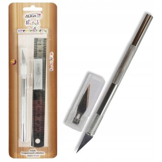 Nożyk rzemieślniczy zaw. 9 zapasowych wkładów i linijkę NOZ-1106