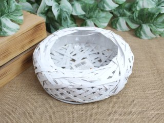 Osłonka wiklinowa rattanowa z plastikowym wkładem OKRĄGŁA 30 x 7 cm - BIAŁA MRY-16-30