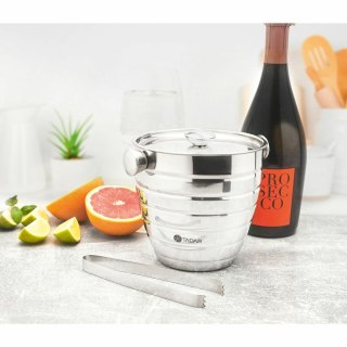 Pojemne nierdzewne wiaderko na lód ze szczypcami i 2 uchwytami Nuuk 1,5l