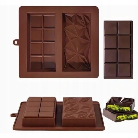 Silikonowa forma do czekolady 2w1 - domowy zestaw do tworzenia czekolady dubajskiej 21 x 19cm podwójna PID1650