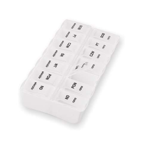 Tygodniowy pojemnik na tabletki z podziałem na rano i wieczór
